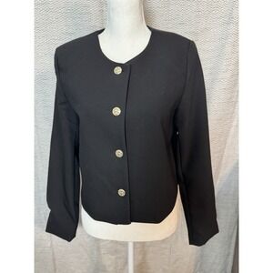Rachel Zoe Black Gold Button Up Suit Jacket Blazer Medium